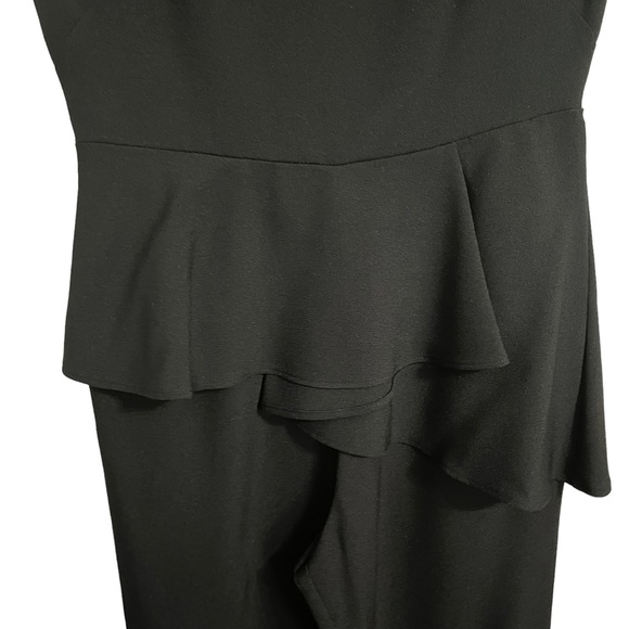Eliza J Peplum Ruffle Wide Leg Jumpsuit Black One Piece Size 6 - Picture 6 of 12